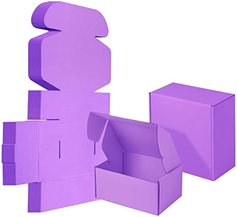 25 Pack Small Shipping Boxes Purple Corrugated Cardboard Box 8x8x4 inches，Corrugated Box for Packaging Small Business,Mailing Packing Literature Mailer,Shipping Gift Boxes by AIYUNNI