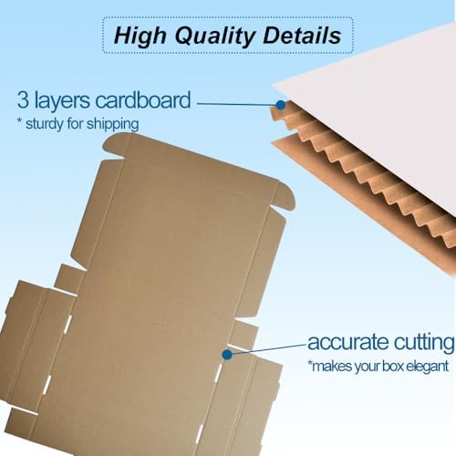 ROTCH 13x11x2'' Small Shipping Boxes, 25 Pack White, Corrugated Cardboard Mailers for Small Business (M13112-25-W) - Image 3