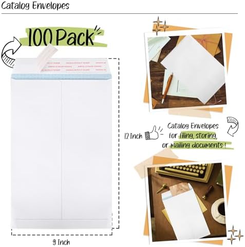 ACSTEP 9x12 Catalog Envelopes 100 Pack White Security Envelopes Self Seal - Image 2