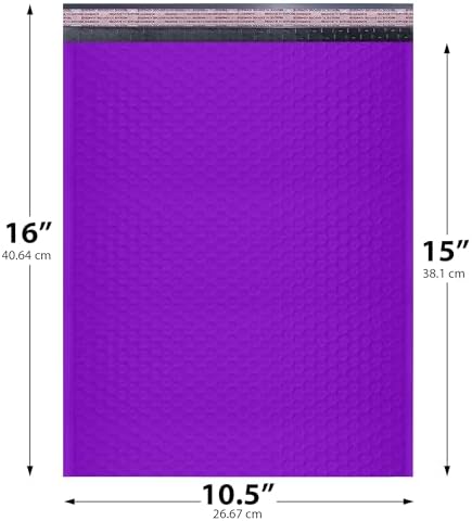 Purple Bubble Mailers 10.5x16 Self Seal Poly Padded Envelopes #5, 200 Pack - Image 2