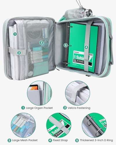 Zipper Binder 3 Inch D-Ring 3 Ring with Water Bottle Holder - Image 4
