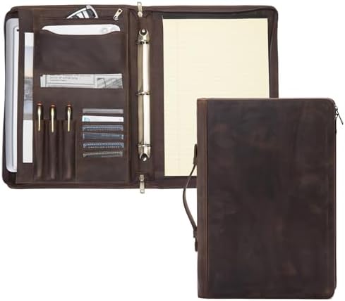Leather 3 Ring Portfolio for 8.5 x 14" Pad and 15" Laptop by Geslun
