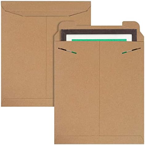APQ Supply Natural Brown Tab Lock Rigid Mailers, 12.75 x 15 Inch. Pack of 10 Cardboard Envelopes for Photos, Documents. Sturdy Stay Flat Mailers with Tab Lock Closure. Hard Rigid Shipping Envelopes by APQSupply%C2%AE