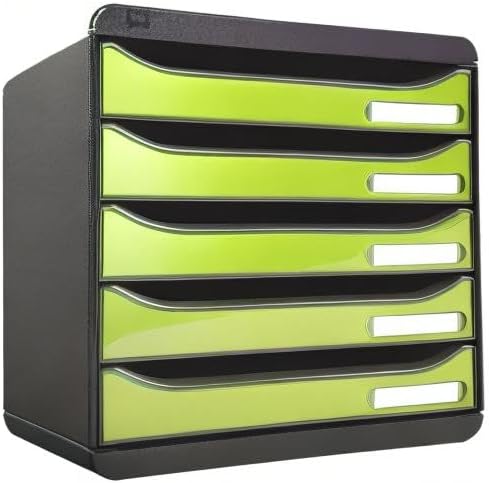Exacompta - Ref 3097225D - Big-Box Plus Desktop Drawer Set - 5 x 43mm Drawers, Suitable for A4+ Documents, 347 x 278 x 271mm, 100% Recycled Plastic - Black/Glossy Anise Green - Image 9