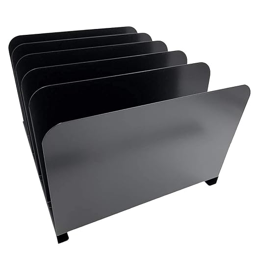Huron Vertical 5 Slot Steel Desk Organizer/Sorter, Black - Image 4