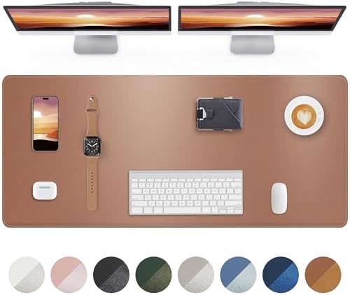Large Desk Mat - 48" x 17"Leather Desk Pad Protector, Office Desk Mat, Non-Slip PU Leather Large Mouse Pad, Waterproof Desk Blotter Mat, Desk Cover for Office and Home (Champagne Gold) by AFIING