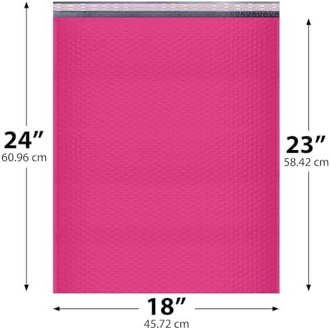 Hot Pink Bubble Mailers 18x24, Self Seal Poly Padded Envelopes #9, 50 Pack - Image 2