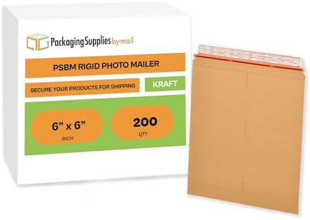 PSBM 200 PCS 6 x 6 Inch Kraft Rigid Photo Mailers, Cardboard Shipping Envelopes, Mailers for Shipping Photos, CDs, Documents, Catalogue, Or any Flat Object - Image 2