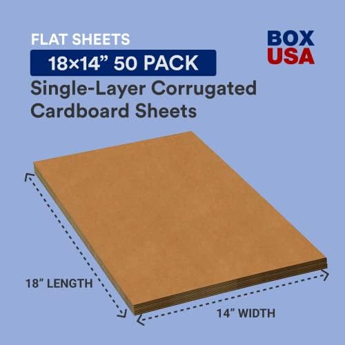 BOX USA Large Cardboard Sheets 18"L x 14"W, 50-Pack | Corrugated Thin Sheets for Shipping, Packing, Moving and Storage Supplies 18x14 1814 - Image 2