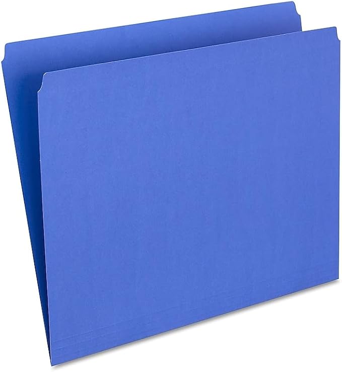 Staples File Folders, Single Tab, Letter Size, Blue, 100/Box (ST509679-CC) by Staples