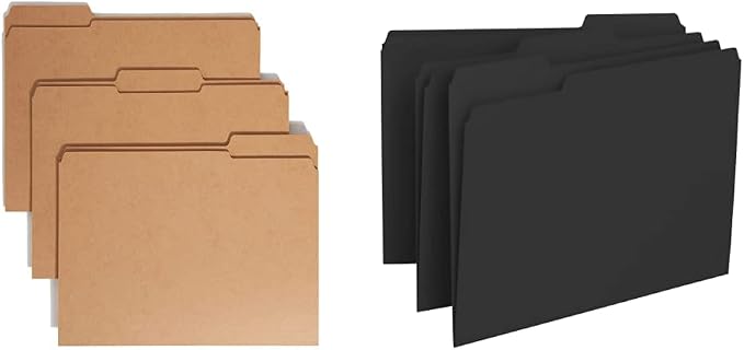 Smead File Folders with Reinforced Tabs, Letter Size, 100 per Box + Smead Interior File Folders, Letter Size, Black, 100 per Box by Unknown