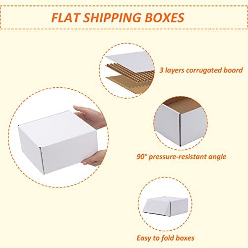 HORLIMER 8x8x4 inches Shipping Boxes Set of 25, White Corrugated Cardboard Box Literature Mailer - Image 3