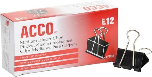 ACCO Binder Clips, Medium, Black, 12 per Box, 2 Boxes (72062) (Pack of 10) by ACCO+Brands