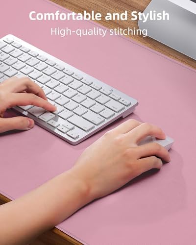 AFIING Leather Desk Pad Protector, Large Mouse Pad, Non-Slip Waterproof PU Leather Desk Mat, Desk Blotter Cover for Office and Home (Pink, 36" x 17") - Image 3