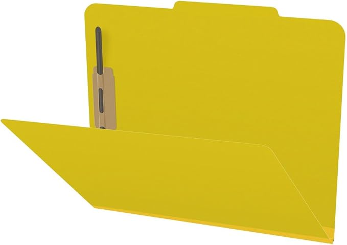 25 Pt. Pressboard Classification Folders, 2/5 Cut ROC Top Tab, Letter Size, No Dividers, Yellow (Box of 25) by Ecom+Folders