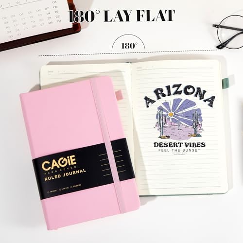 CAGIE Pink Journal Notebook for Women Leather Journaling Diary Daily, A5 - Image 5