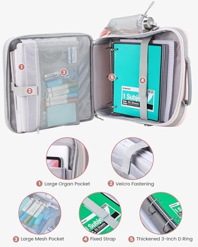 Zipper Binder 3 Inch D-Ring 3 Ring with Water Bottle Holder - Image 3