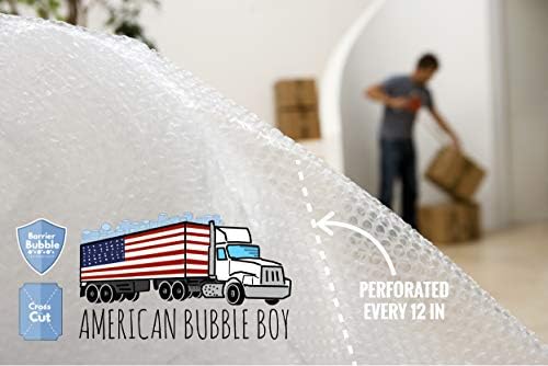 4 large rolls of Bubble Wrap total 700 feet, small bubbles 3/16 cushioning, 700 ft, heavy duty, perforated Every 12" Made in the USA by American Bubble Boy, bulk packaging wrap for moving and shipping - Image 3