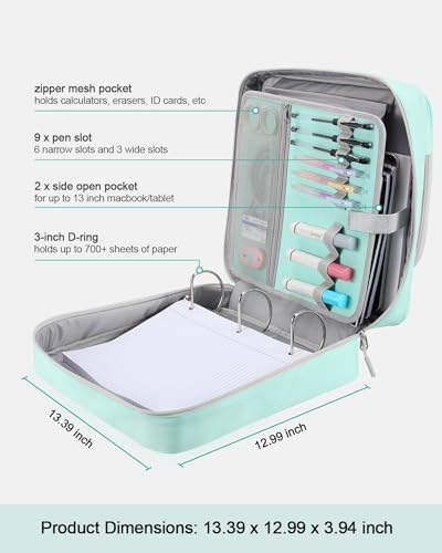 3-Inch 3-Ring Zipper Binder with Shoulder Strap and Multiple Pockets - Image 4
