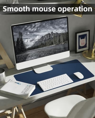 Non-Slip Desk mat,PULeather Desk Pad Protector, Office Desk Mat, Large Mouse Pad,Desk Blotter, Laptop Desk Pad, Waterproof Desk Writing Pad for Office and Home (Midnight Blue, 35.4" x 17") - Image 4