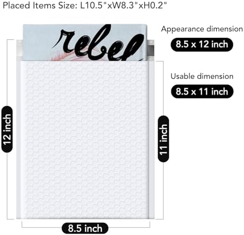 Fuxury Bubble Mailers 8.5x12" White Padded Envelopes 40 Pack Usable 8.5x11" - Image 2