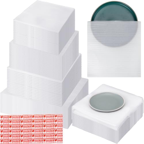 Berlune 400pcs Foam Sheets Foam Pouches Bulk for Packing Dishes Glasses, Packing Supplies for Cushioning Moving Supplies with Fragile Stickers Labels (7.5" X 7.5",7.5" X 12",12" X 12",12'' X 16'') by Berlune