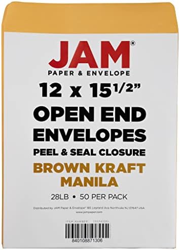 JAM PAPER 12 x 15 1/2 Open End Catalog Recycled Envelopes with Peel and Seal Closure - Brown Kraft - 50/Pack - Image 6