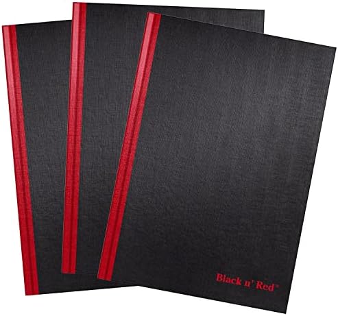 Black n' Red Notebooks, Business Journals, 3 Pack, 11-3/4" x 8-1/4", 96 Sheets, Ruled, Optik Paper, Hardcover, Casebound, Black (400123487) by BlacknRed