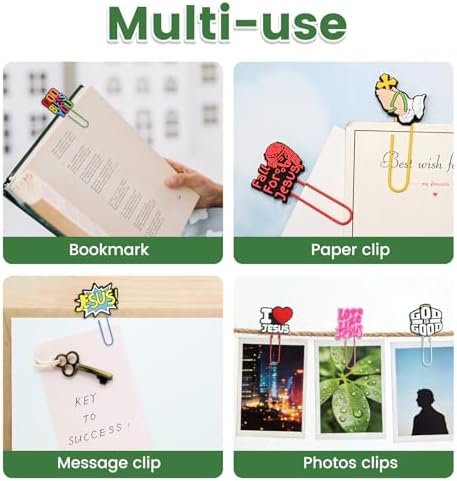 Paper Clips, 20pcs Jesus PaperClips Medium Colored Binder Clips Assorted Book Mark for Paperwork Office School Decorative - Image 5