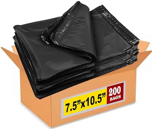 iMBAPrice Black Poly Mailers 7.5x10.5 Inch 200 Pack (#2) by iMBAPrice