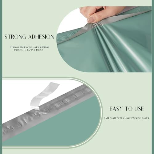 Metronic Poly Mailers 12X15.5 500Pack, Strong Adhesive Shipping Envelopes for Clothing, Waterproof Shipping Bags for Small Businesses, Flexible Mailers Poly Bags, Grayed Jade Green - Image 3