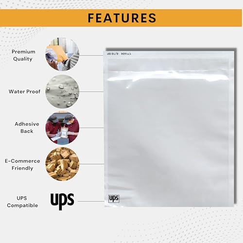 250 Pack 6.5"x10" UPS Shipping Label Sleeves – Clear Self-Adhesive Packing Slip Pouches, Waterproof Packing List Envelopes – Ideal for Shipping Documents, Mailing Labels, Invoices & Packing Slips - Image 4