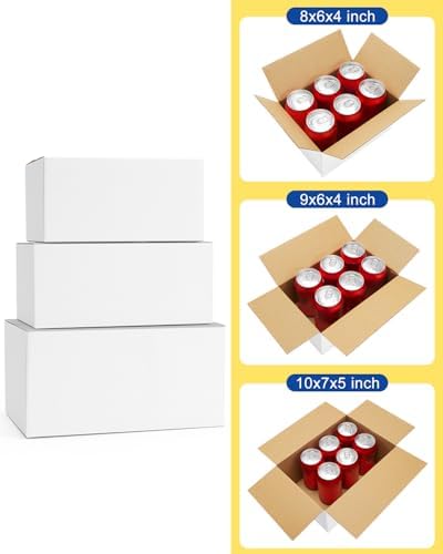 Assorted-Sizes-Shipping-Boxes-45-Pack: 8x6x4 & 9x6x4 & 10x7x5 Small-Shipping-Boxes-Mailers, White Corrugated-Cardboard-Boxes-for-Packing-Small-Business Mailing - Image 2