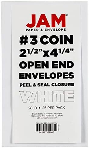 JAM PAPER #3 Coin Business Envelopes with Peel and Seal Closure - 2 1/2 x 4 1/4 - White - Bulk 250/Box - Image 6