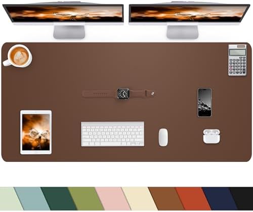 Desk mat Large, Leather Desk Pad Protector,Office Desk Mat,Mouse Pad, Non-Slip Desk Blotter, Laptop Desk Pad, Waterproof Desk Writing Pad for Office&Home (Coffee, 48" x 24") by cebowa