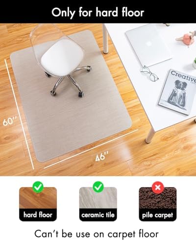 BARoyal Office Chair Mat for Hardwood Floor Under Desk Computer Rolling Chair Mat for Wood/Tile Floor Non-Slip Heavy Duty Desk Rug PVC Plastic Hard Floor Protector 46"x 60" (Parchment) - Image 3