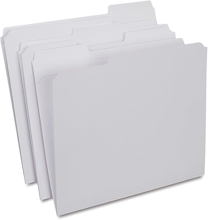 Staples Reinforced File Folders, 1/3-Cut Tab, Letter Size, White, 100/Box (ST508986-CC) by Staples