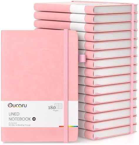 Oucaru 16 Pack Bulk Journal Notebook, A5 Lined Notebook Set, 180 Pages by Oucaru