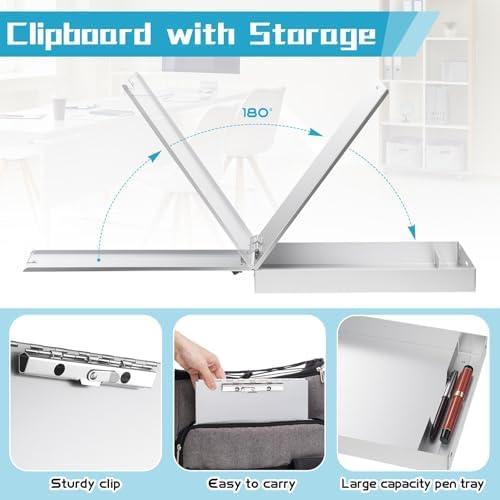 Seajan Aluminum Clipboard with Storage Metal Clip Board Folder Letter Size Form Holder Portfolio Clipboard Binder Clip Posse Box for Nurse Police Office Stationery Items 14 x 9.2 x 2 Inches (2) - Image 3