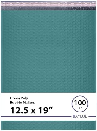 Green Bubble Mailers 12.5x19, Self Seal Poly Padded Envelopes #6, 100 Pack by BAYLUE