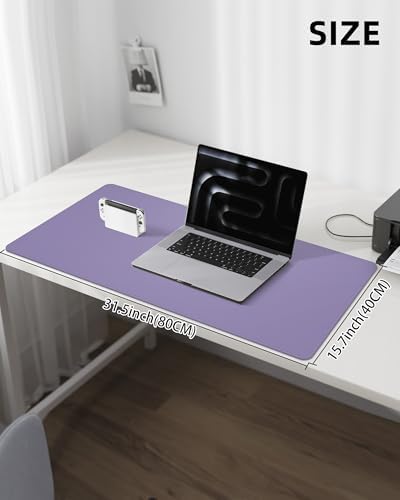 Leather Desk Pad Protector, Purple Desk pad, Office Desk Mat, Non-Slip PU Leather Desk Blotter, Laptop Desk Pad, Waterproof Desk Writing Pad for Office and Home (Light Purple, 31.5" x 15.7") - Image 5