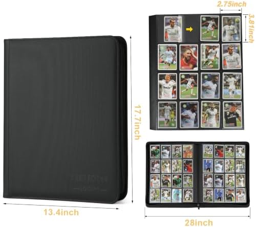 16-Pocket Business Card Binder holds 1024 Cards, Premium Diamond PU Leather Name Card Holder Organizer with Zipper, Black Sleeves Side Loading Card Book for Collectors & Office(black) - Image 2