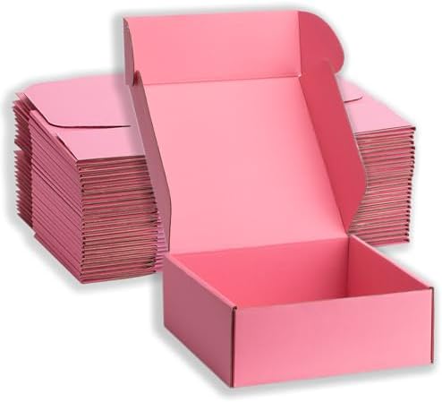 Pink Shipping Boxes 10x10x3 Inches, 20 Pack by DUZCLI