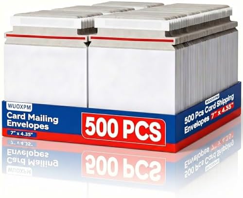 500 Pack Card Shipping Envelopes, 7x4.35in Self-Seal Hard Cardboard Mailers, for Mailing Semi-Rigid and Toploaders, Trading, Sports, Baseball Cards Mailing by Unknown