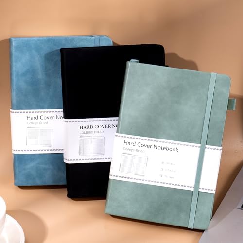 CAGIE 3 Pack Journals Notebooks for Women Men Thick Lined Journaling Notebooks A5 Leather Journals for Writing Hardcover Journal Supplies Diary, Green& Black& Blue - Image 2