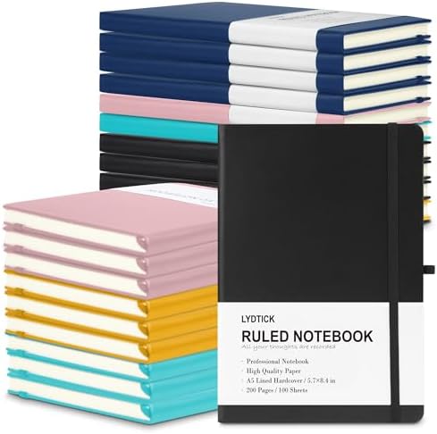 20 Pack Journals for Writing College Ruled Notebooks Journal in Bulk, Hardcover Notebooks (200Pages) for Note Talking, Lined Bullet Journals for Home School Office, 5.7"x8.4", 5 Colors by LYDTICK