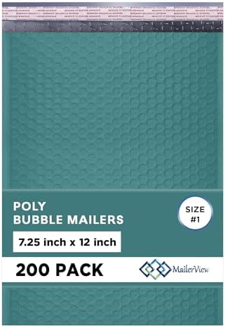 Green Bubble Mailers 7.25x12, Self Seal Poly Padded Envelopes #1, 200 Pack by MAILERVIEW