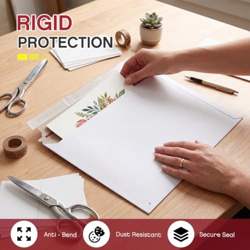 Affrolling 100 Pcs 13.7 x 9.7 Inches Rigid Photo Mailers Cardboard, White - Image 4