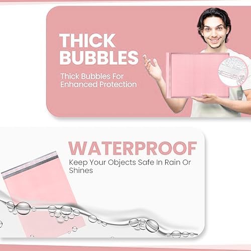 Light Pink Bubble Mailers 14.50x20, Poly Padded Envelopes #7, 15 Pack - Image 3