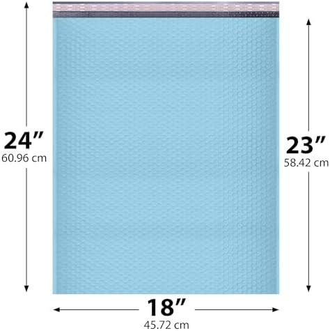 Light Blue Bubble Mailers 18x24, Poly Padded Envelopes #9, 50 Pack - Image 2